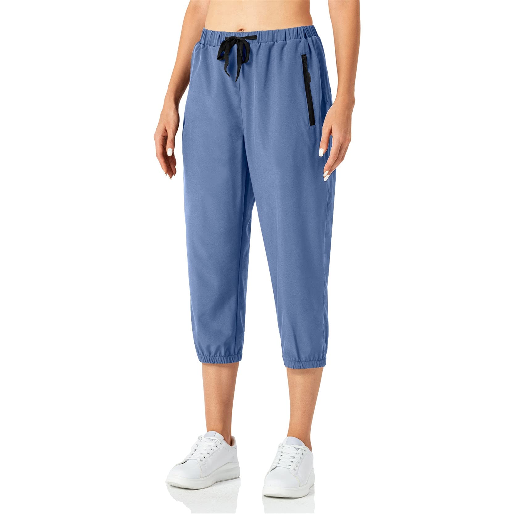 legginsy do uprawiania sportu, na siłownię, Damskie Cropped Yoga Spodnie Lato Baggy Casual 3/4 Długość Sporty Bieganie Spodnie Dress Dress Drawstring Capri Spodnie z kieszeniami rozciągliwe sportowe l