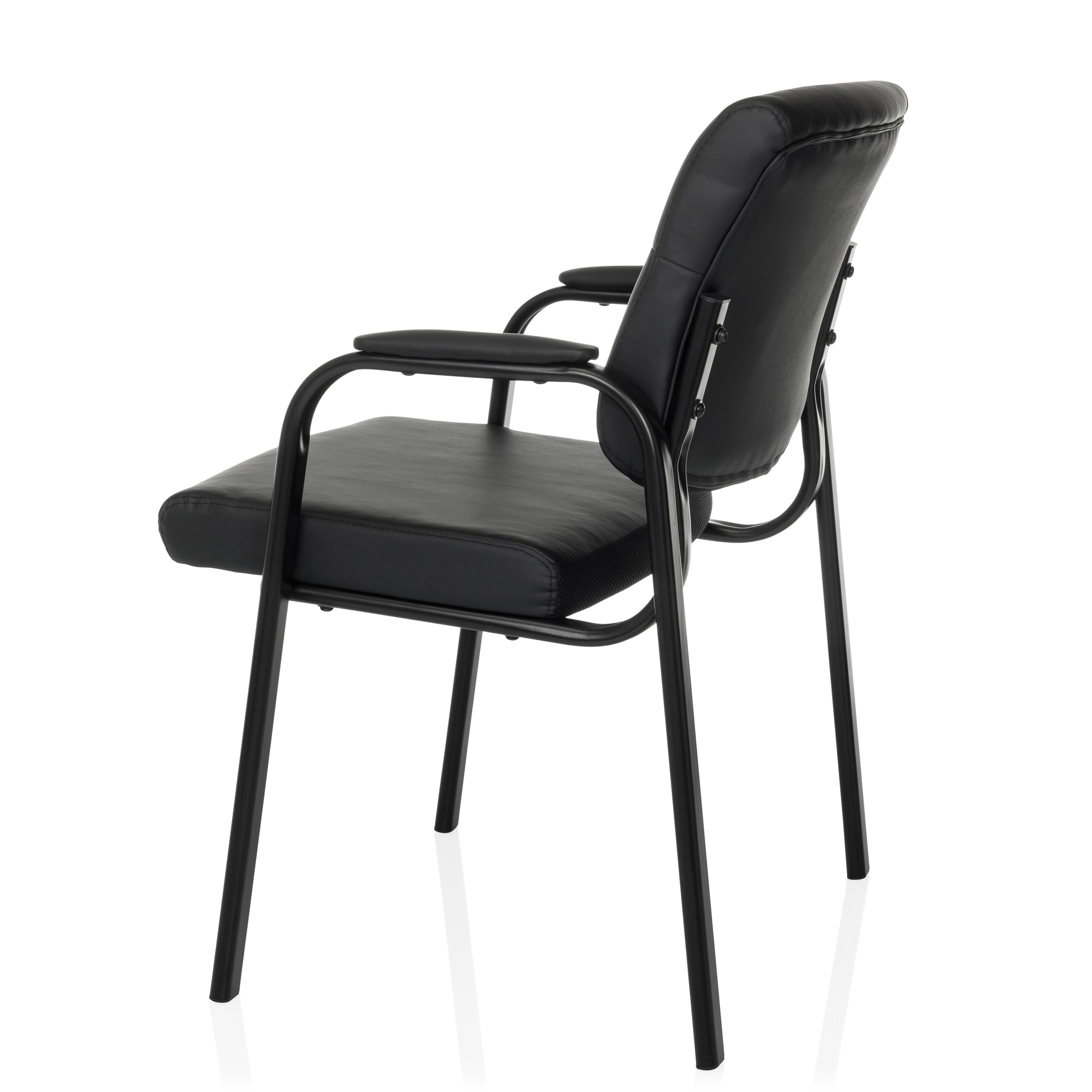 hjh OFFICE Siège Visiteur rembourré ADVIE V Chaise de conférence avec piétement à 4 Pieds, Similicuir Chaise avec accoudoirs, Noir