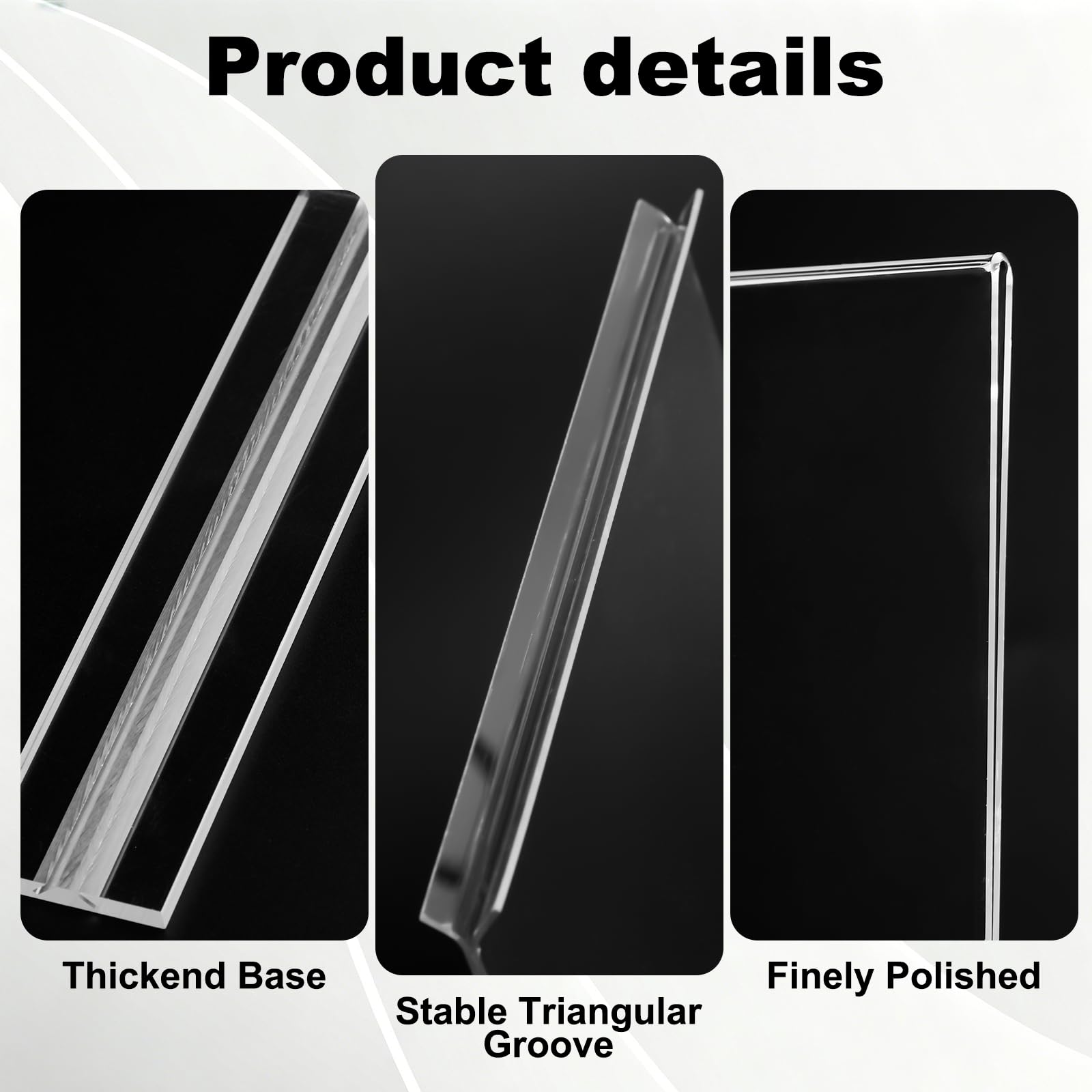 xydstay Paquete de 6 soportes acrílicos para letreros de 8.5 x 5.5 pulgadas, soporte vertical de plástico transparente en forma de T, soporte de menú, soporte de letrero de mesa irrompible para