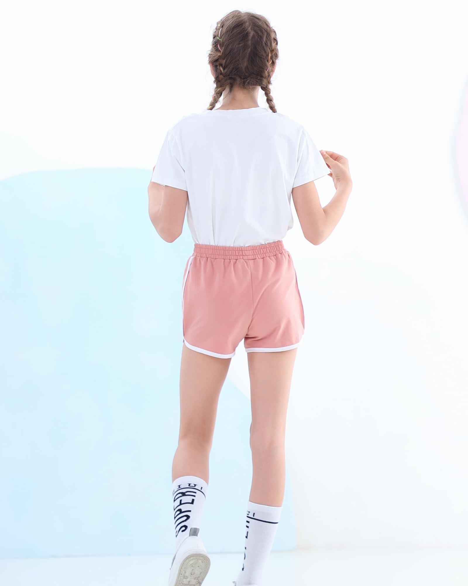 Rolanko Mädchen Gym Kurze Hose, Baumwolle Sommer Heiß Kurze Running Hosen, Kinder aktive Sport Bekleidung zum Tanzen und Yoga