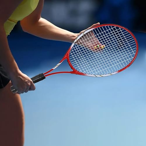 Miniatura 7 de Raquetas de tenis para 2 jugadores recreativas para principiantes, juego de raquetas adultas ligeras preencordadas de 27 pulgadas para mujeres y
