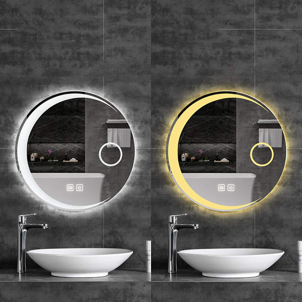 Touch Screen LED Light Smart Magic Mirror, High - Resolution Anti - Fog Toilet Wall Dressing Mirror Bathroom Mirror, 12V Safety Voltage No Button,warm light,60cm