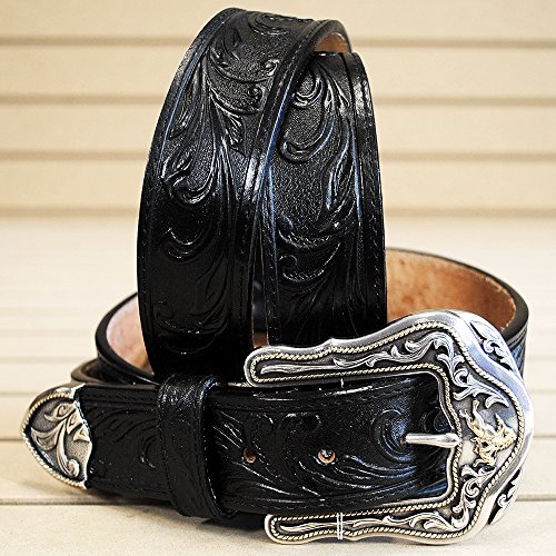 Tony Lama Men's Westerly Ride Leather Belt Reg and Big Black 42