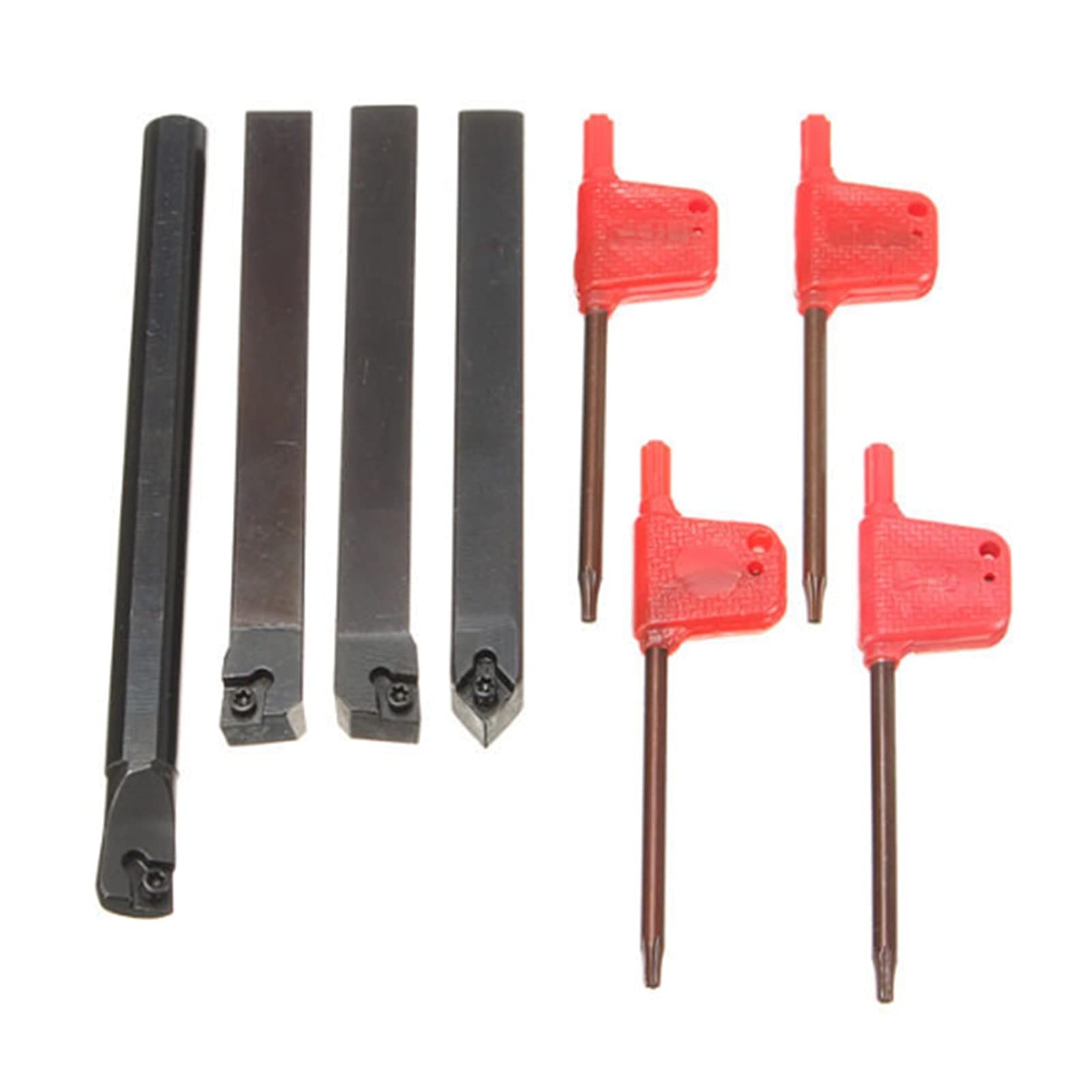 Cortador de fresado de superficie Terminador de torno de laterior de 10 mm con 10 insertos de carburo de CCMT060204 + 4 llaves T8