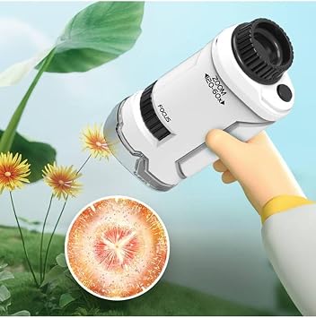 ocuk Mikroskop Kiti Pratik Ta nabilir El Mikroskobu 60x120x,  ok Renkli
