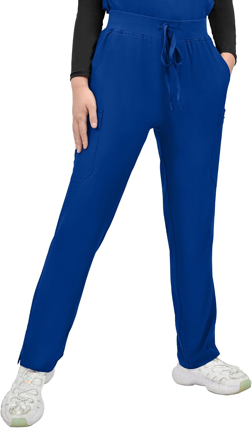 Kitmaz Scrub Pants for Women, Mid Rise Stretch Anti-Wrinkle Skinny Straight Leg Cargo Pants with Yoga Waistband & 10 Pockets