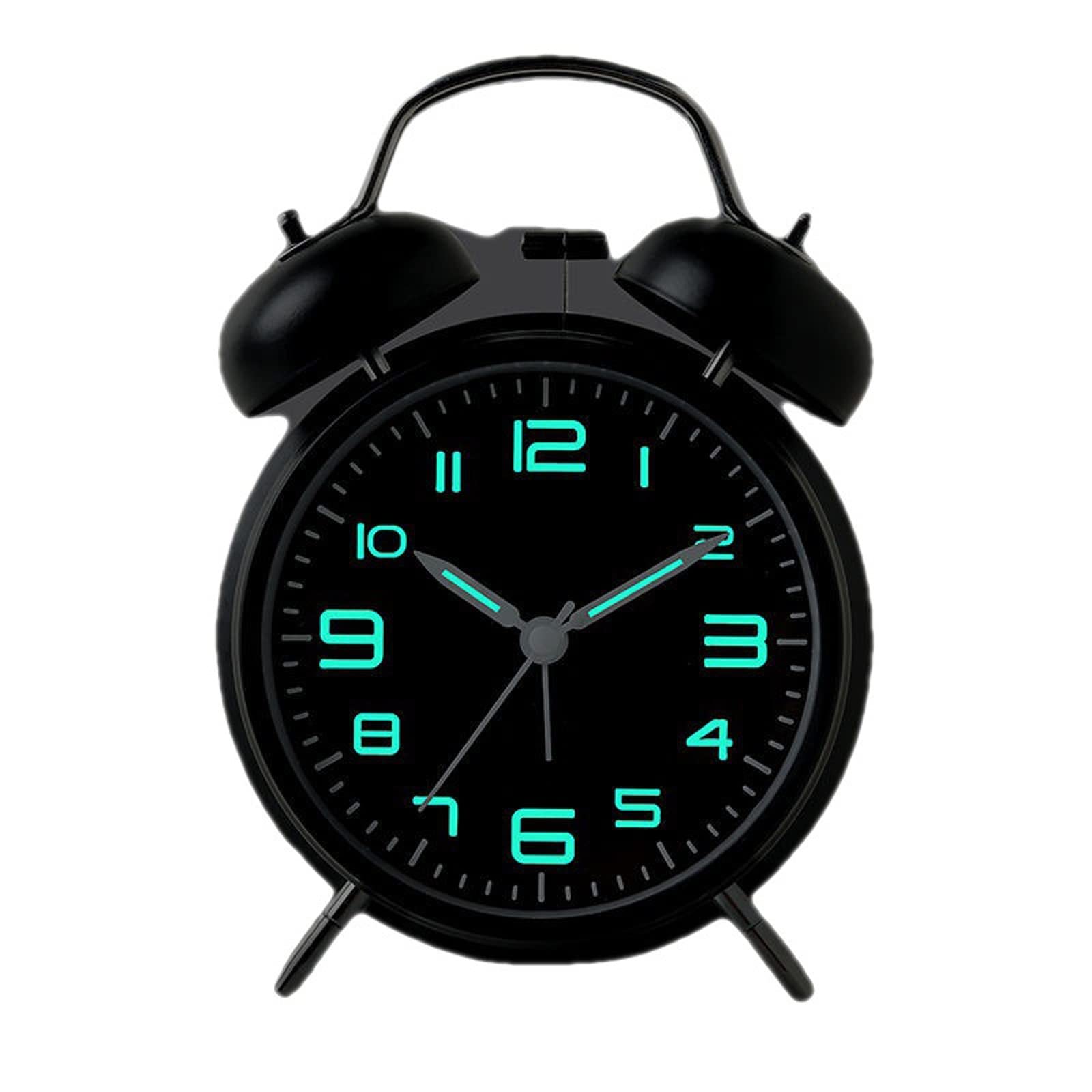 Despertador, Reloj de Noche Metal 4 Pulgadas, Luminoso, con Volumen Alto(Black)