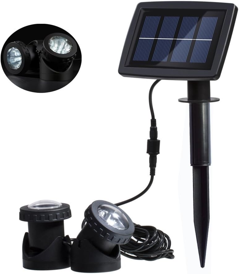 Solar Pond Lights, with 2 Submersible Lamps Underwater Lights for Garden, Fountain, Outdoor(White)