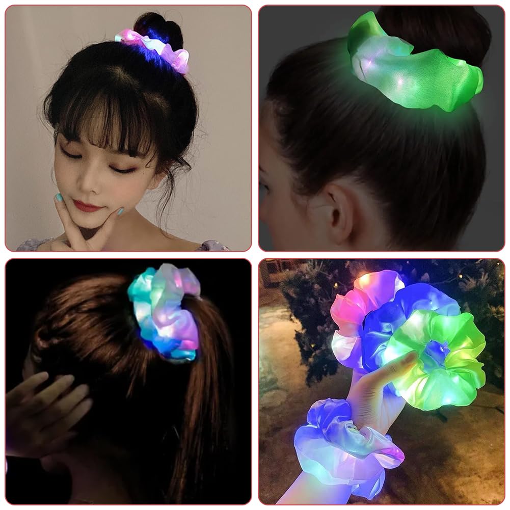 NHBETYS 8 Pcs LED Hair Scrunchies, LED Light up Elastic Scrunchies - Image 4