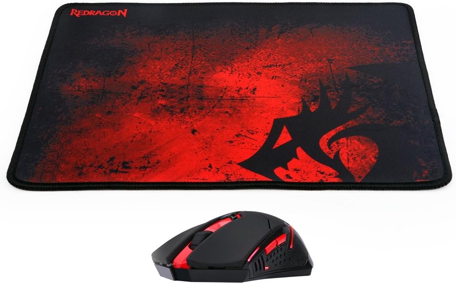 Big Sale Redragon M601-WL-BA Wireless Gaming Mouse and Mouse Pad Combo, Ergonomic MMO 6 Button Mouse, 2400 DPI, Red LED Backlit & Large Mouse Pad for Windows PC Gamer (Black Wireless Mouse & Mousepad Set)