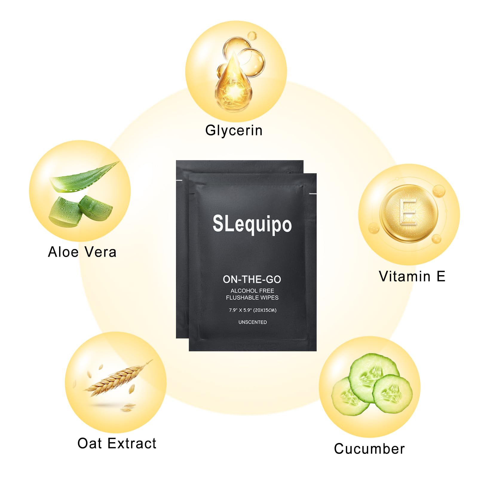 500 Pz Salviette Bagnate Flushable, Aloe Vera per Butt, Mani, Pulizia Viso, Individuo Avvolto, Formato Portatile, Ideale per Uso quotidiano, A base vegetale, Nero