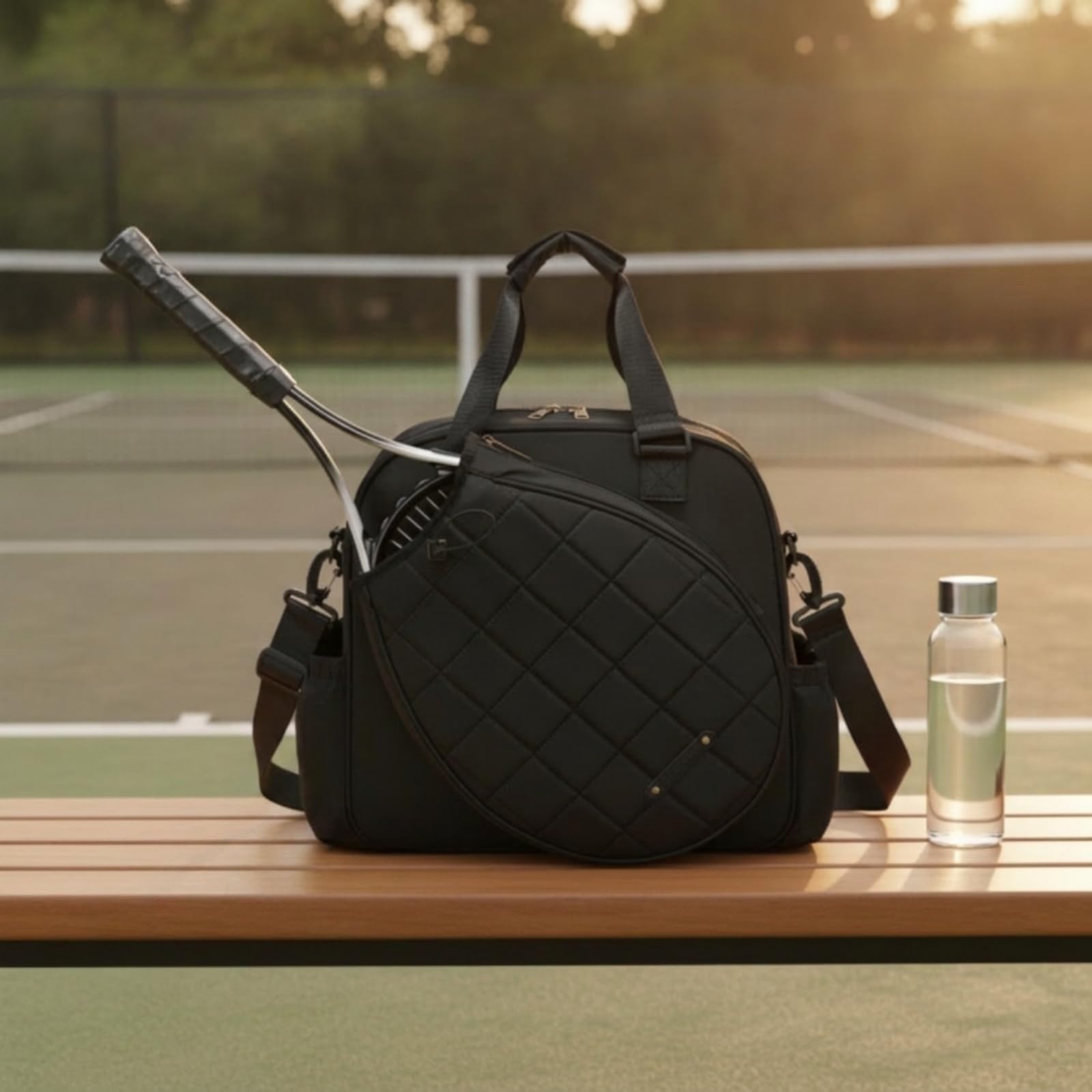 a Tennis a Rachette a Sportiva Portaracchette a con Scomparti E Tracolla Regolabile Materiale Memory Leggero 20L Tennis Pickleball Badminton Palestra, Array, Nero, 20L