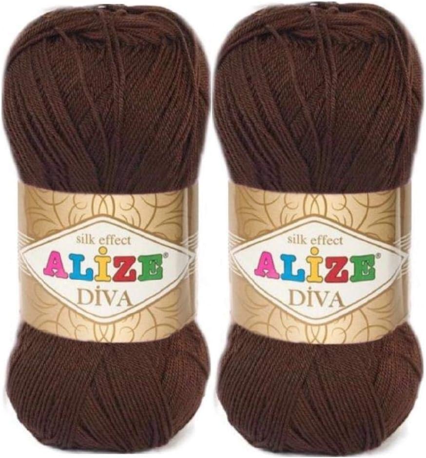 Alize 2X Diva Silky Effect Dark Brown No.26 Crochet and Knitting Yarn