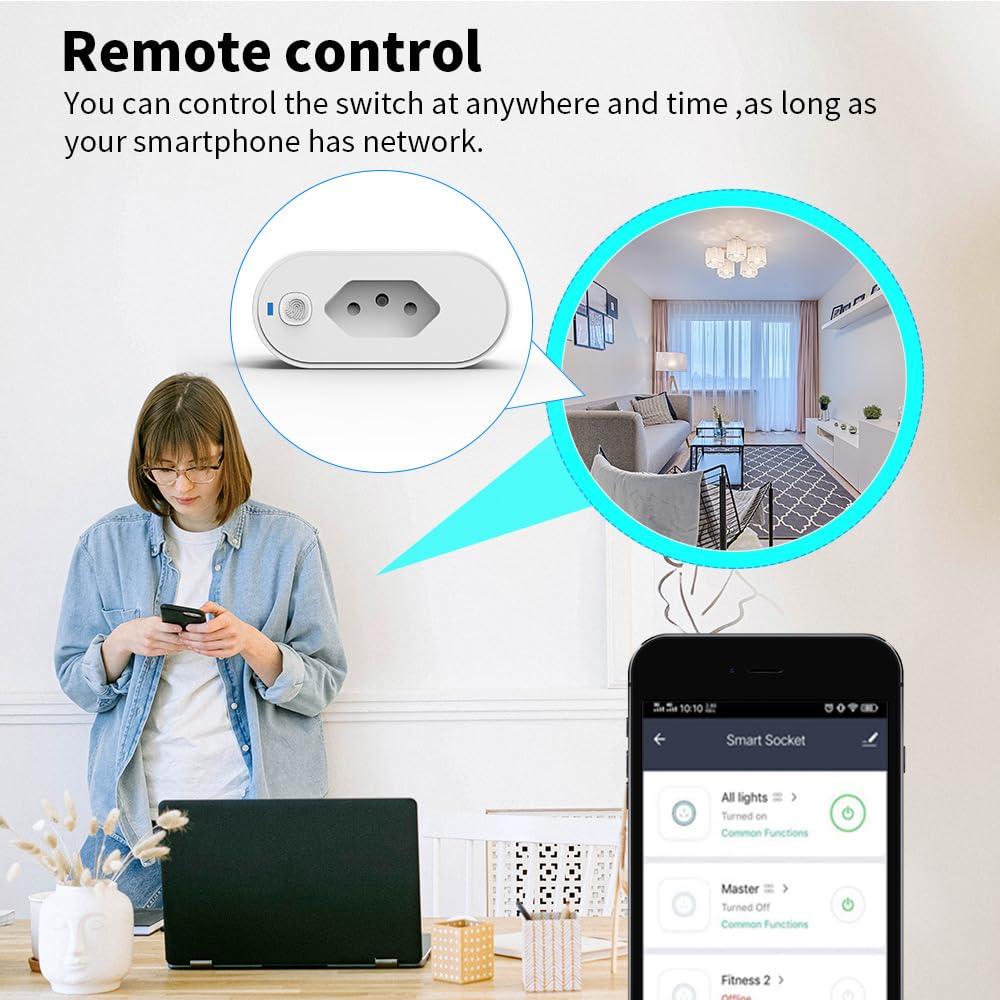 WiFi Smart Plug Outlet Compatible with Alexa Automate APP Voice Control Timer Voltage Measurement Function No Hub Required — view 7