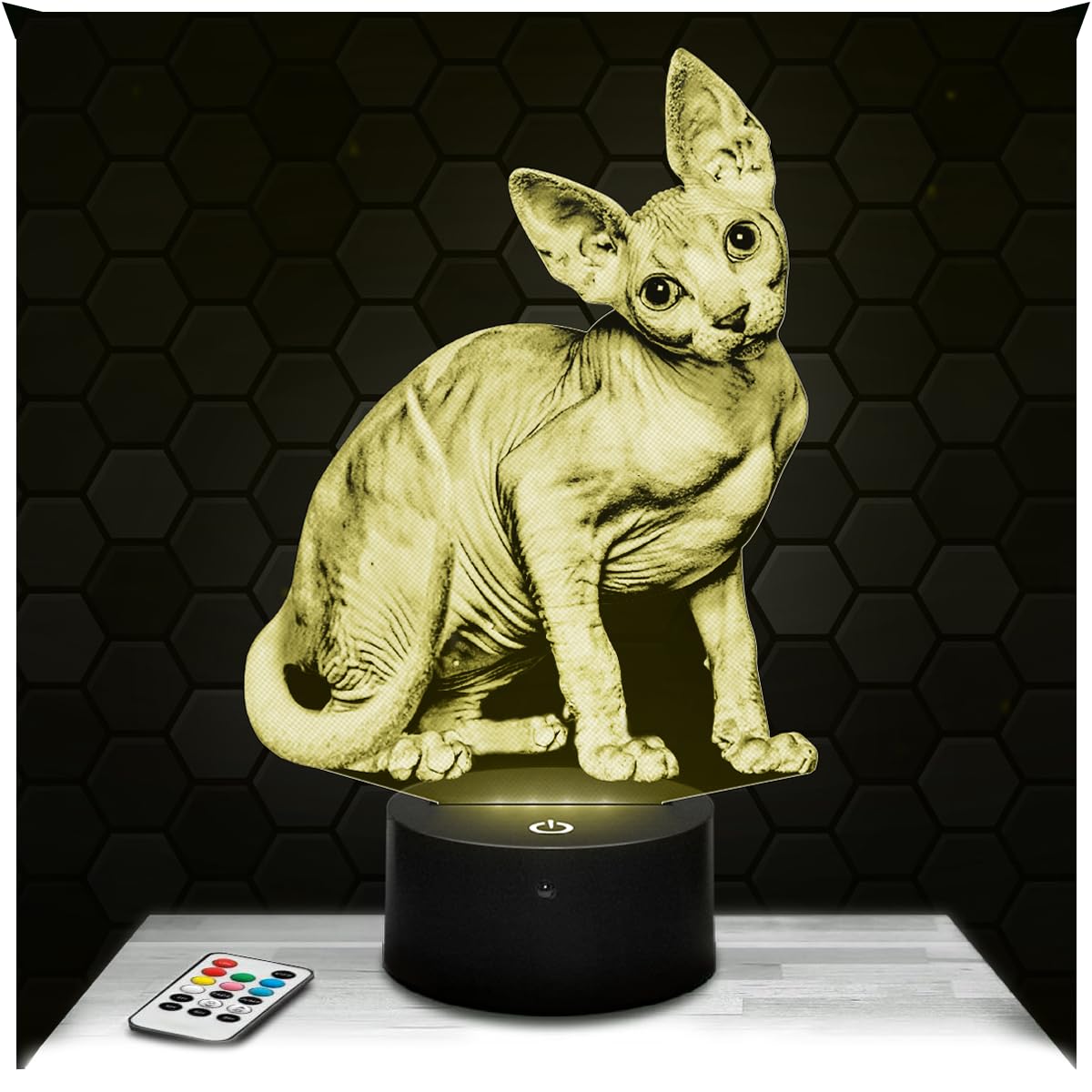 Lampephoto.fr - Sphynx Cat 3D Lamp Animal Touch Night Light Led, 3D Hologram Effect, Christmas Birthday Gift Idea for Boy or Girl, Room Decoration Object — image 1