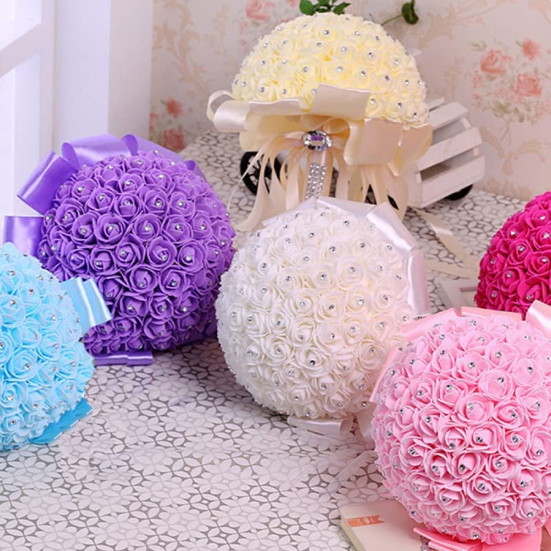 Bouquets de fleurs de mariage en fausses roses de 10 pouces - 5
