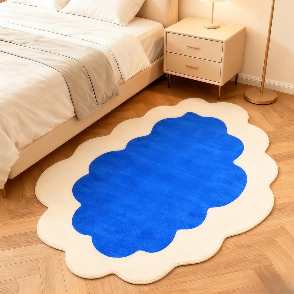 Tapis de salon rose moelleux de forme irrégulière, 50x140 cm pour chambre cocooning