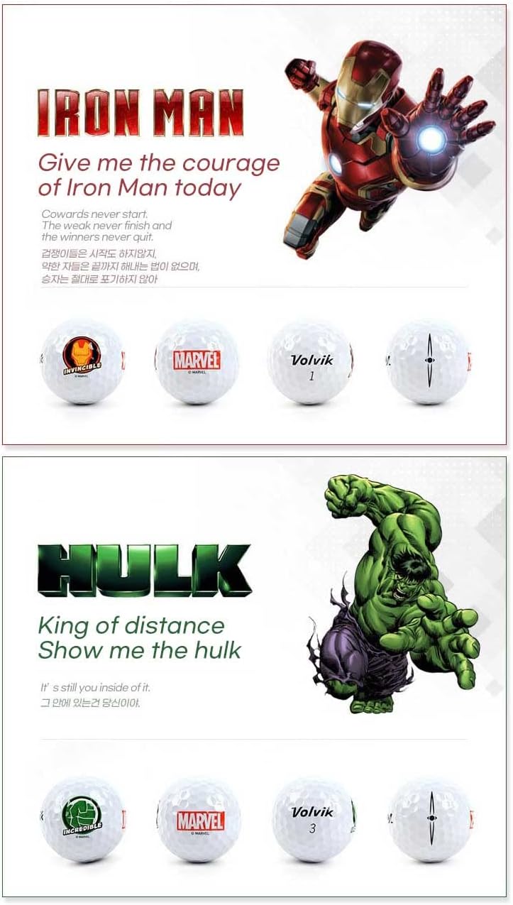 Volvik x Marvel Special Edition 3-Piece White Golf Balls 12pcs
