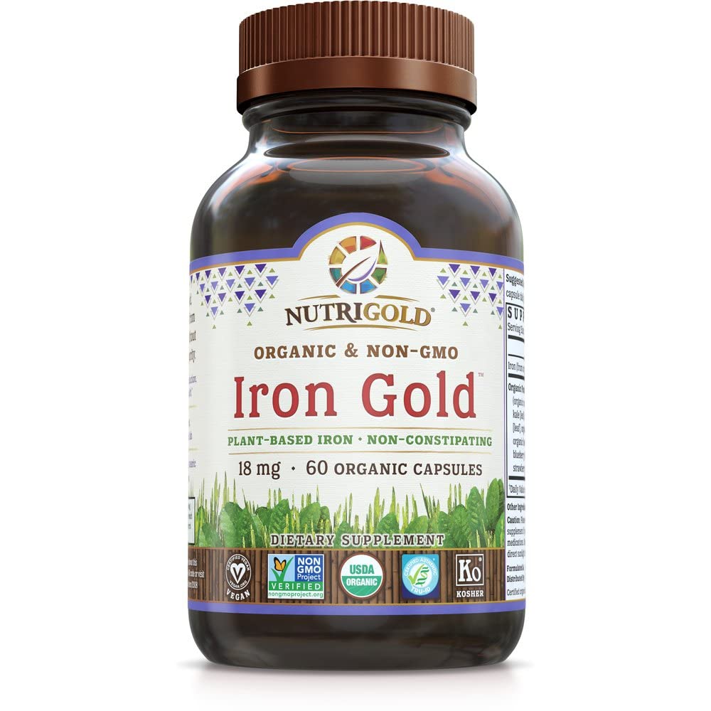 Nutrigold Organic Gentle Iron Supplement for Women & Men, PlantBased