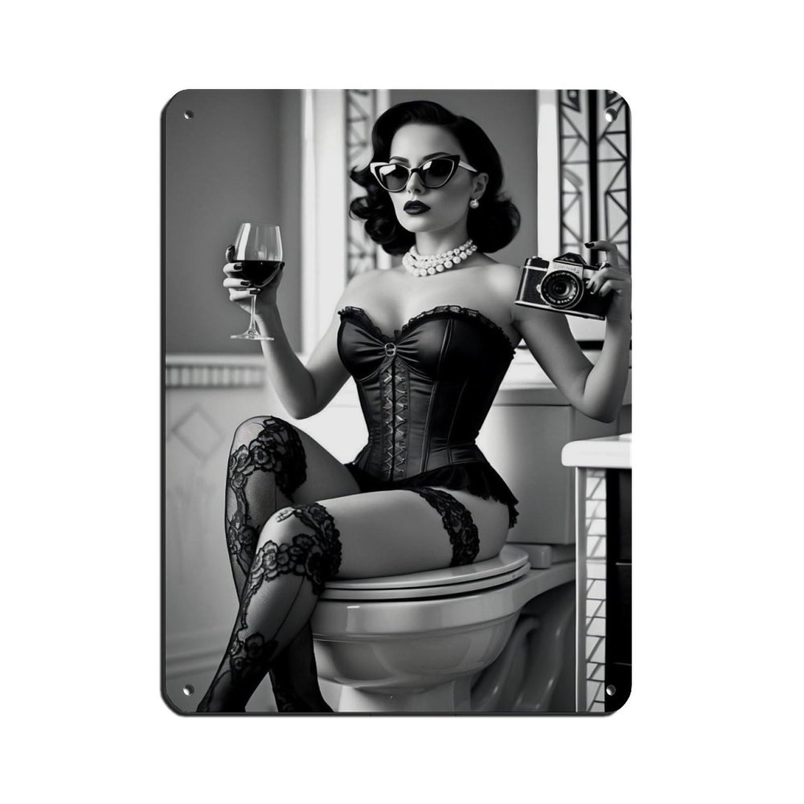 Vintage Glamour Woman Elegant Boudoir Tin Sign Vintage Metal Pub Club Cafe Bar Home Wall Art Decoration Poster Retro 12x16inch(30x40cm)
