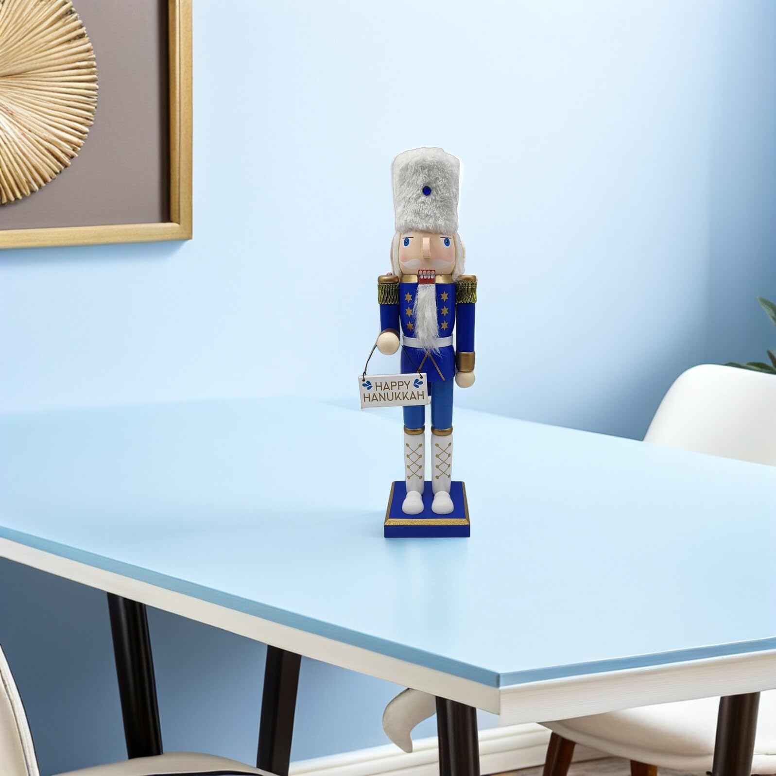 Lurrose Décoration Soldat Casse-Noisette Figurine Traditionnelle Bois Ornement de Table pour Hanoukka et Fêtes Juives