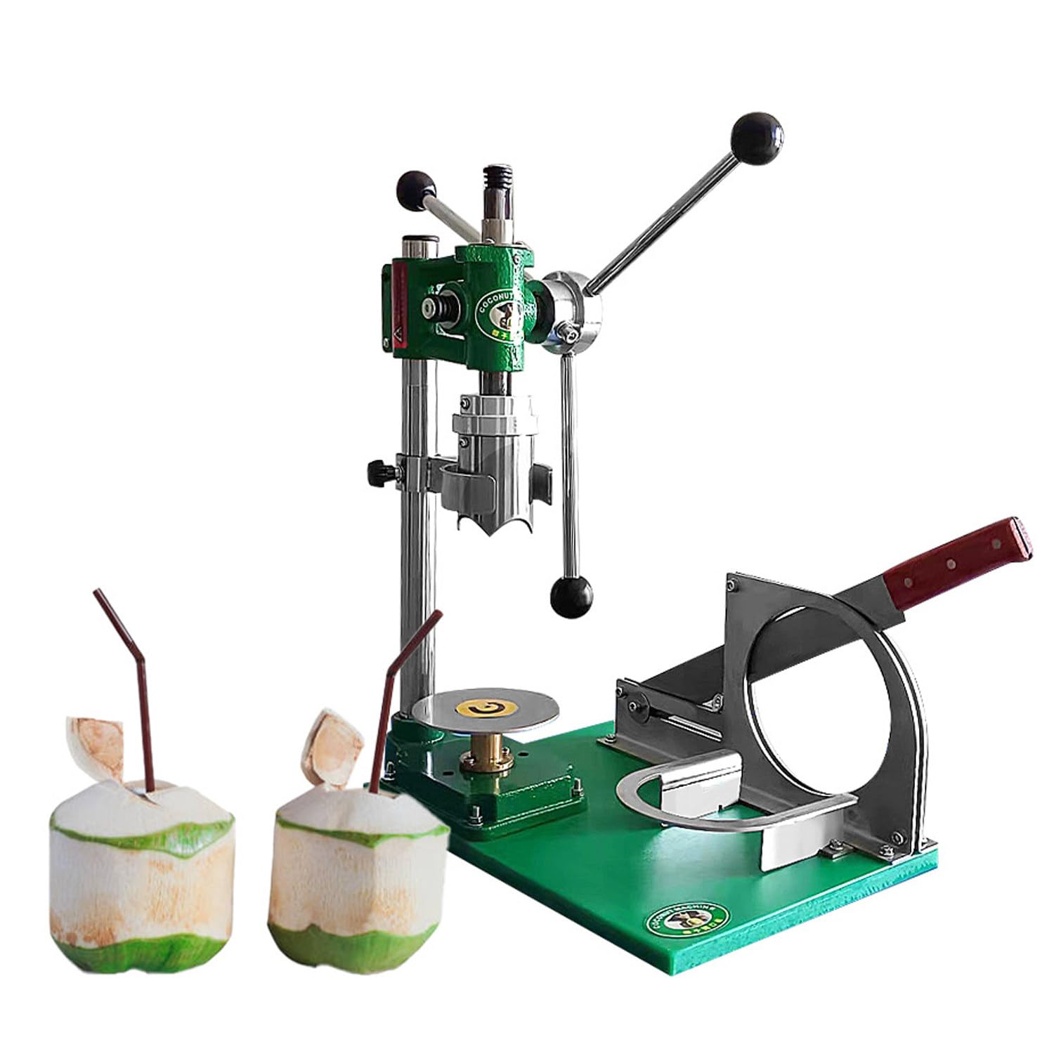 CelyToe Manual Coconut Cutter Tool, Multi Function Coconut Opener with Anti Slip Fixing Frame, Labor Saving Coconut Hole Puncher for Hotels Restaurants & Fresh Coconut Juice Drinks IT-MCP3