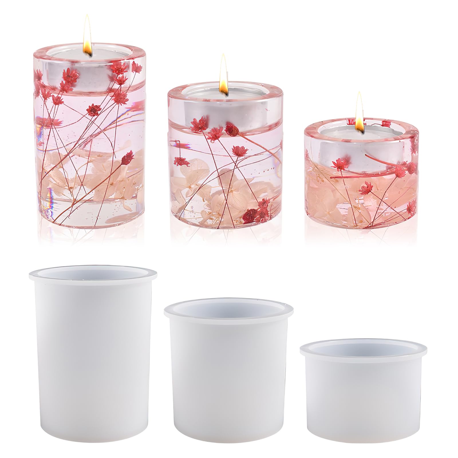 Moules Décoratifs Créatifs En Silicone - Moule En Résine - Forme Ronde - Bougeoir - Pour Chandelier Bougie Tasse