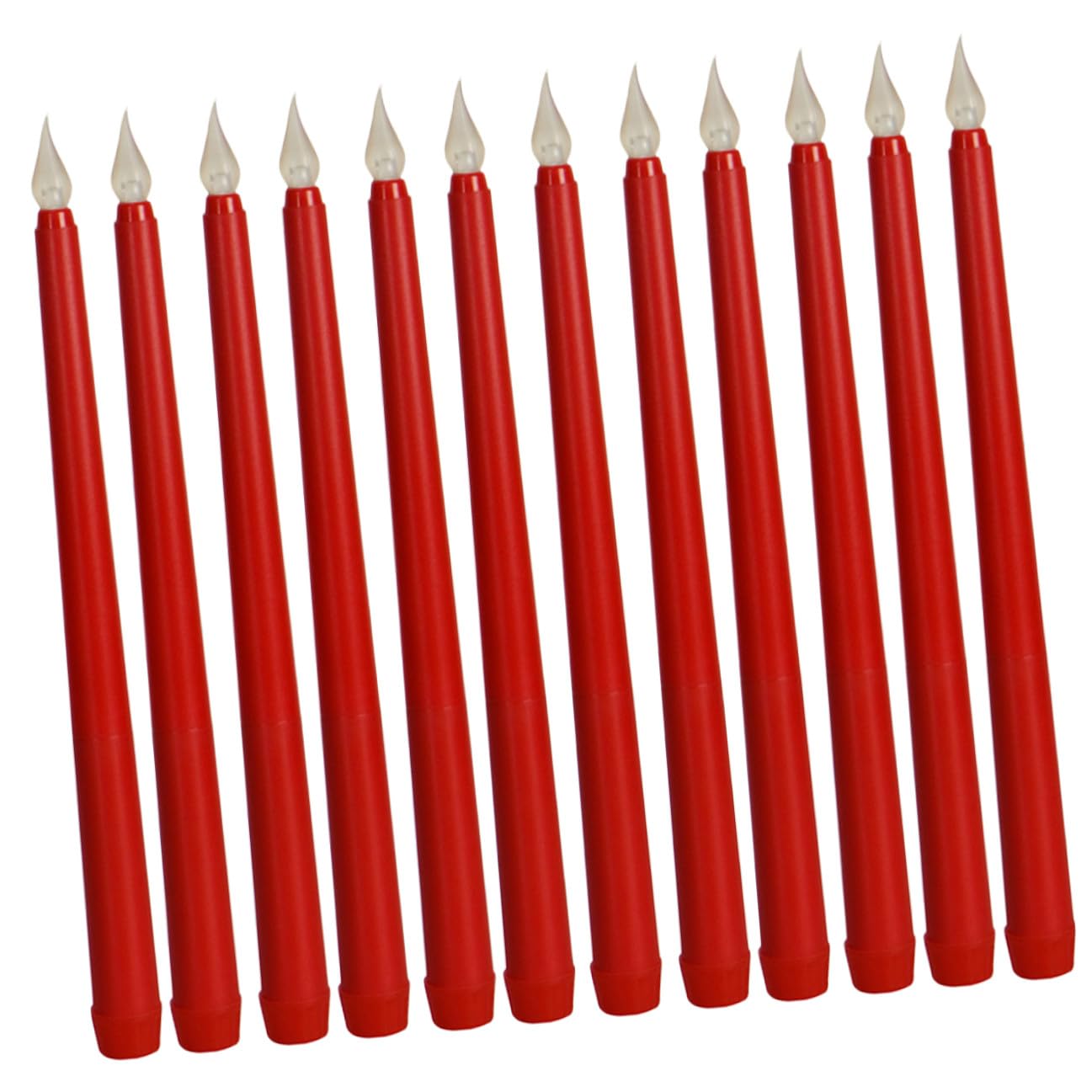 STOBAZA 12 Candele LED senza Fiamma Coniche Rosse, Luci a Batteria per Decorazioni Natalizie, Feste, Matrimoni e Ambienti Interni, Effetto Luce Calda Simulata, Set da 12 Pezzi in Plastica