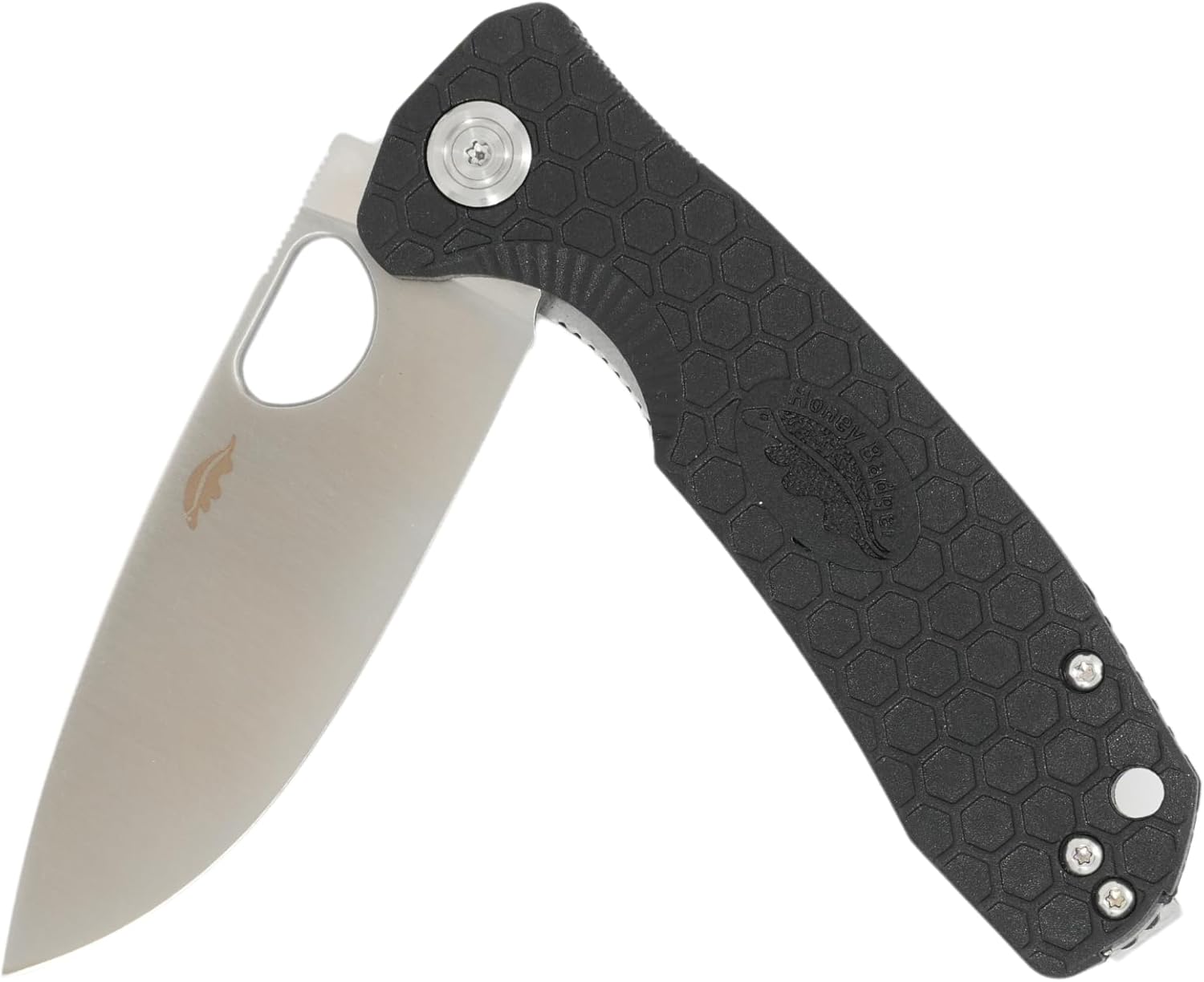 Honey Badger Medium Pocket Knife EDC Drop Point Folding Utility Knife 3.2" Steel Blade Reversible Pocket Clip - (2.9oz) Drop Point Medium Black D2 HB1016