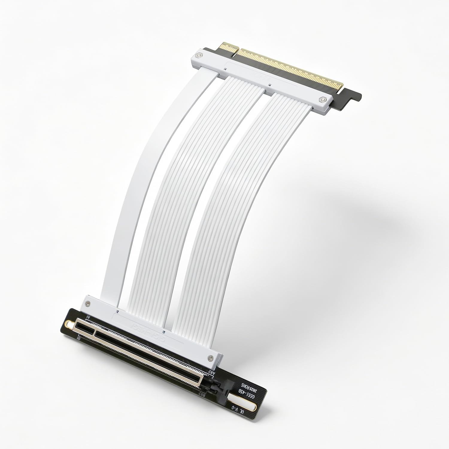 PCIe X16 GEN5 Right Angle Riser Cable PCIe 4.0 and 5.0 with GPU Vertical Mount Bracket for RTX4090,RTX5090D, RX7900XT, RX9070 ATX (18CM GEN5 White)