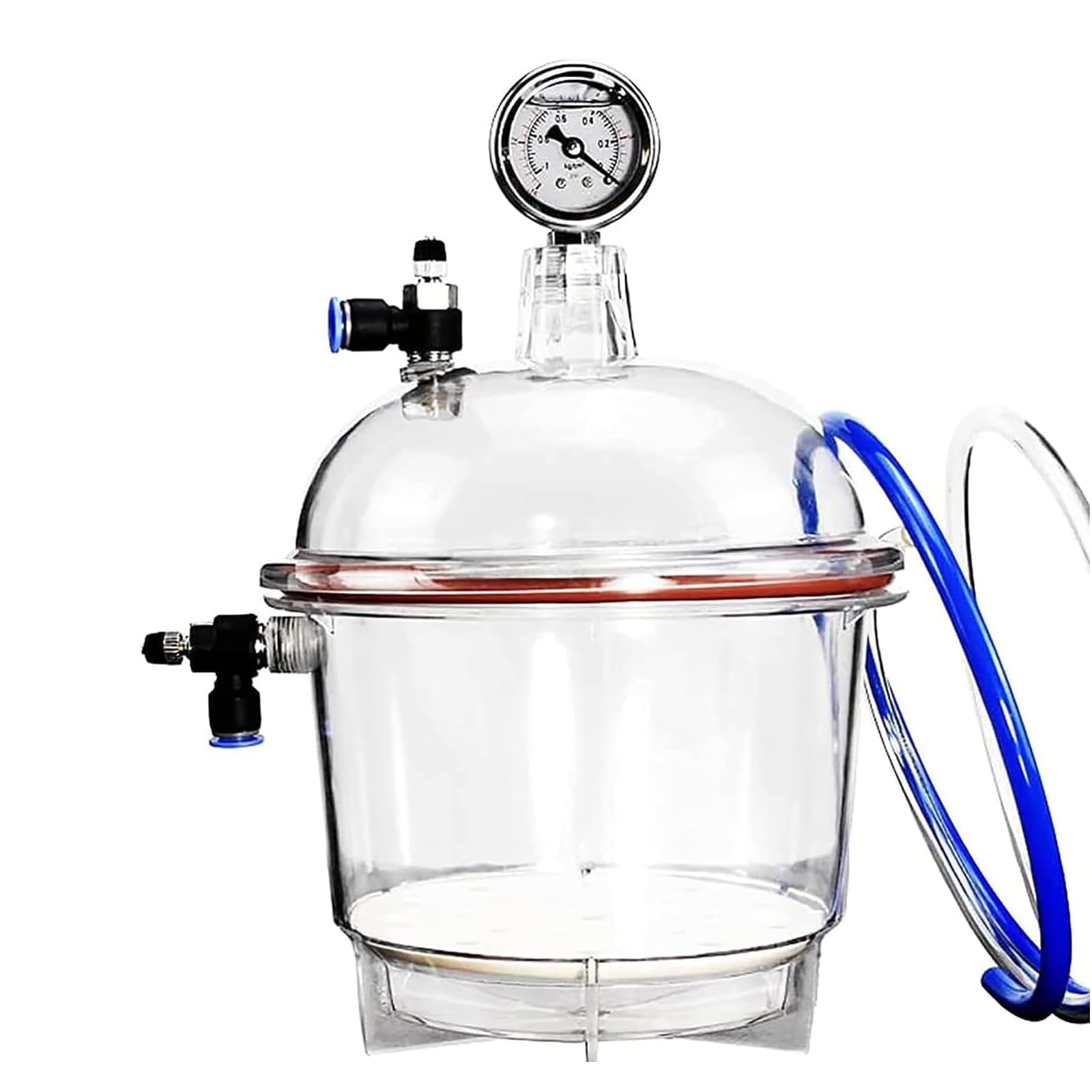 Labor-Vakuum-Exsikkator mit Doppelventilen & Manometer, breiter Temperaturbereich -25 °C bis 120 °C, Glasbehälter für Vakuumtrocknung & feuchtigkeitsempfindliche Lagerung