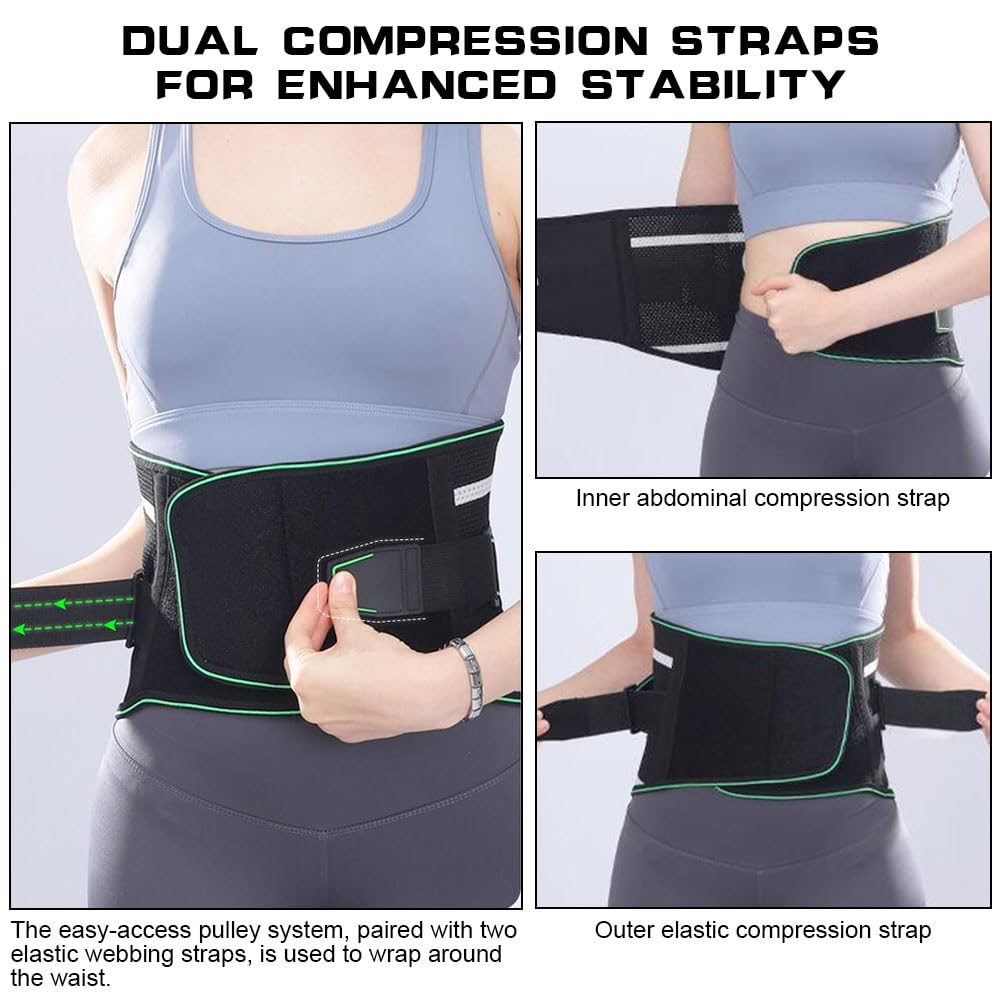 Ceinture Lombaire avec Coussin 3D, Ressorts Soutien Sangle Double Réglable, Respirant Support Lombaire avec 4 Supports Métalliques 2 Ressorts Soutien, Pour Sciatique, Hernie Discale, Scoliose