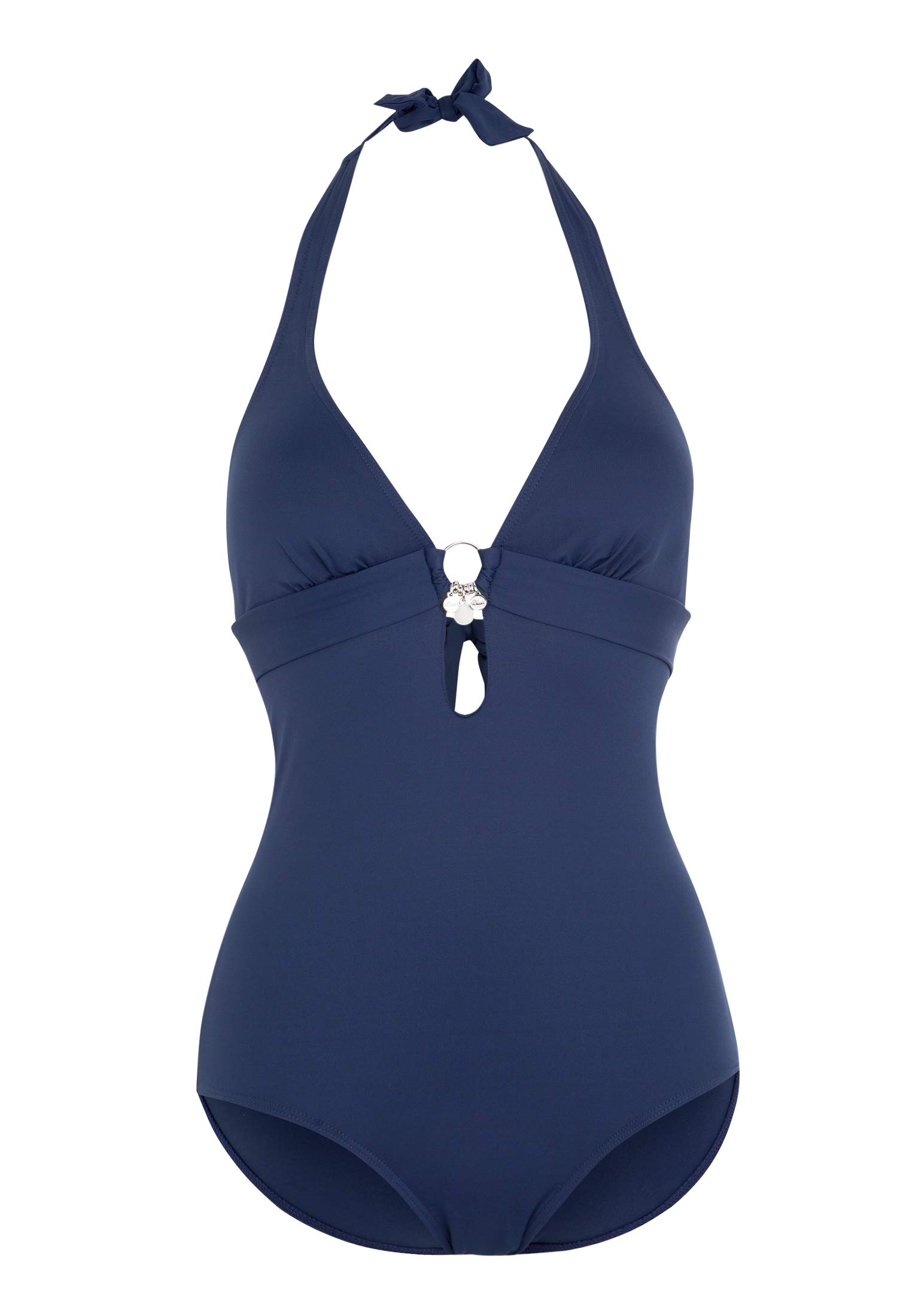 s.Oliver Damen Badeanzug mit silbernen Accessoires, Blickfang