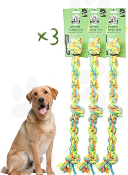 Köpek Oyuncağı 3lü Set Renkli Çekiştirmeli Halat Pamuk - Köpek Isırma Kemirme Oyuncağı Top Diş İpi (3 ADET, Renkli Diş İpi)