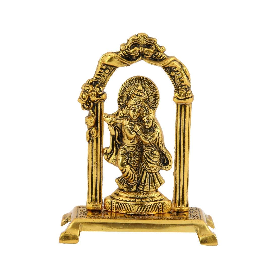 Prince Home Decor & Gifts Radha Krishna Standing Under Mehrab Metal Showpiece – Handcrafted Decorative Idol for Home Temple, Living Room Décor & Auspicious Festive or Wedding Gifting - Image 2 thumbnail
