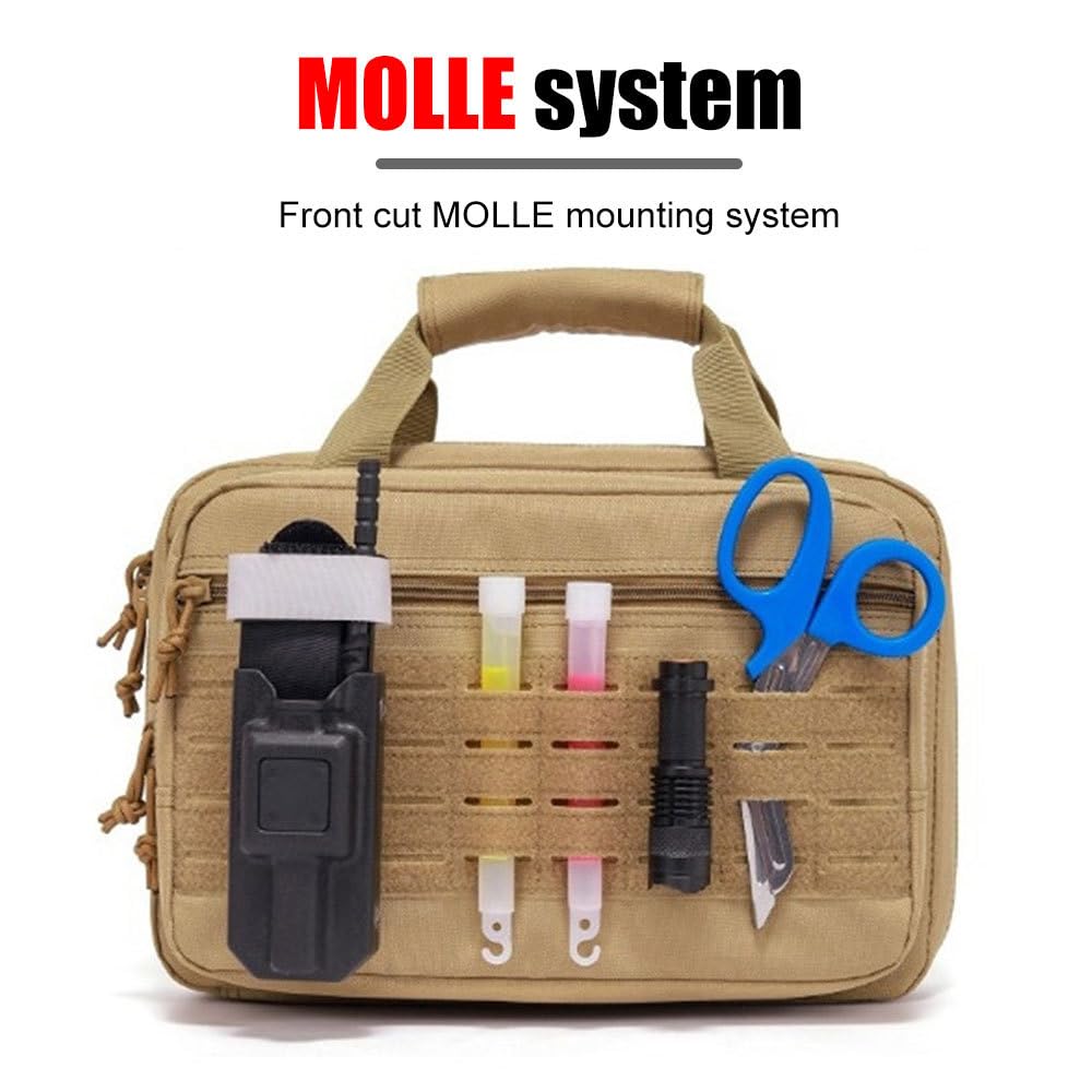DONGKER Bolsa para Armas, 5 Compartimentos Separados, Funda de Transporte para Pistola con Correa de Hombro Ajustable y asa de Palo mágico para Campo de Tiro de Caza al Aire Libre.