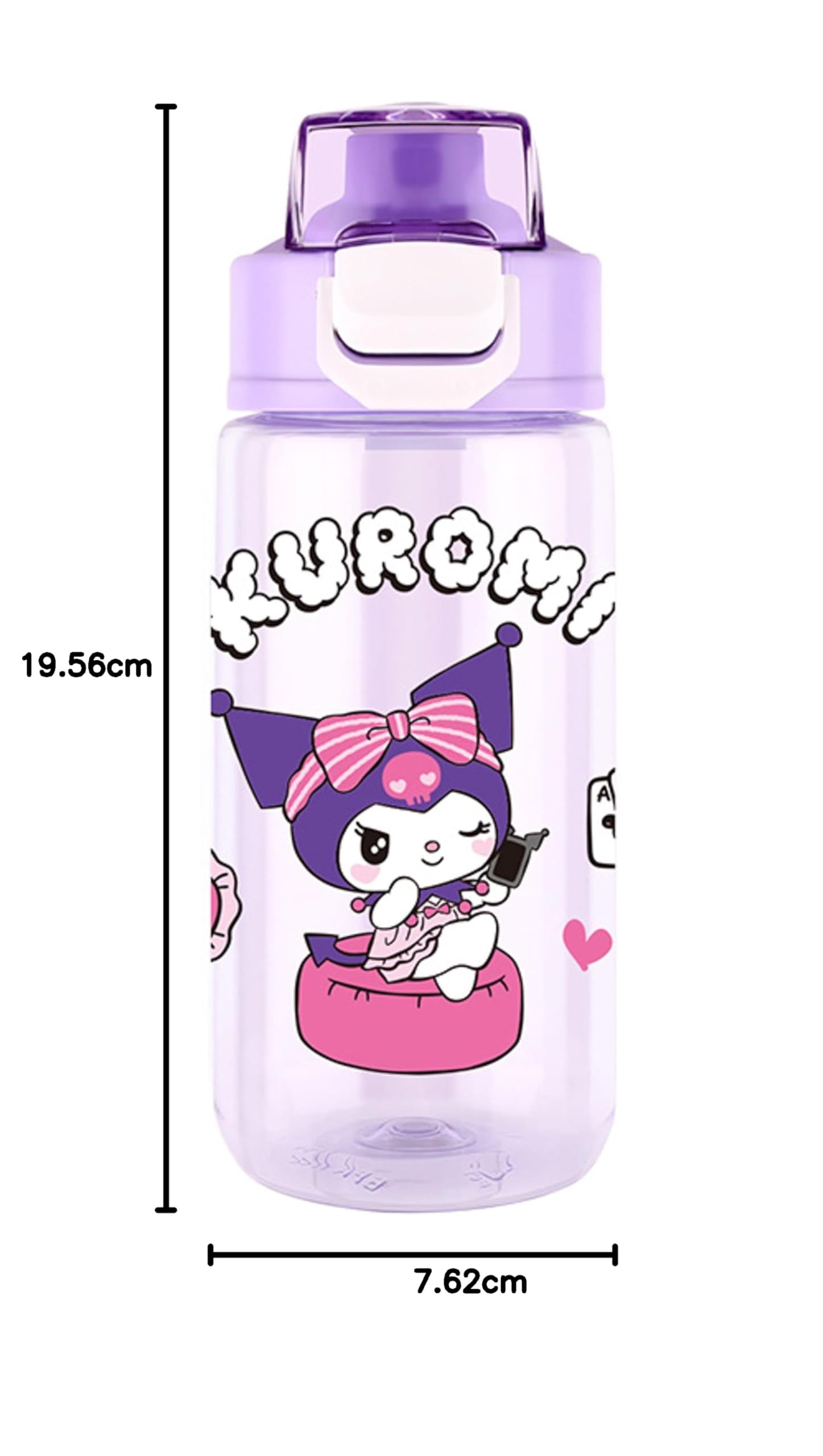 Buffalo Rainbows キャロムキュー Many Rainbows Garrafa de água Kuromi com alça de 550 ml - roxa