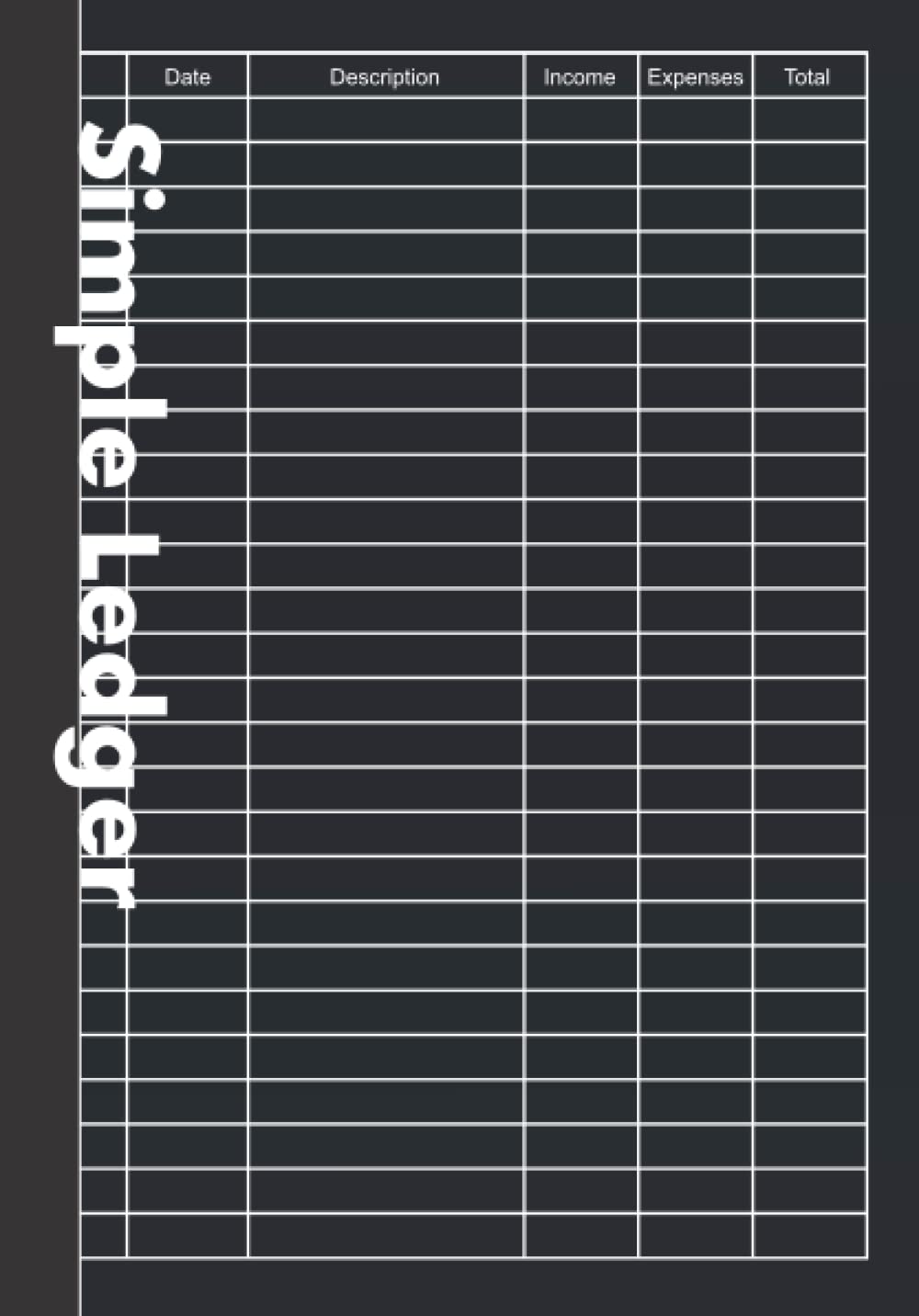 Simple Ledger Black: Cash Book | 110 Pages | A5 Format | Income Expense Journal