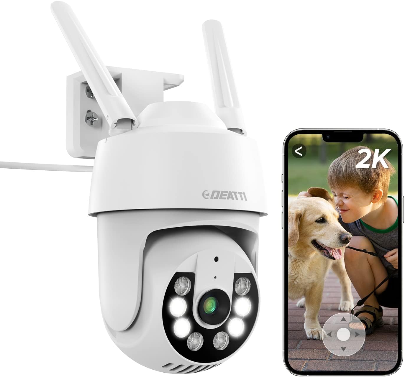 COOAU 2K Überwachungskamera Aussen WLAN,355°/90°Schwenkbar IP Kamera