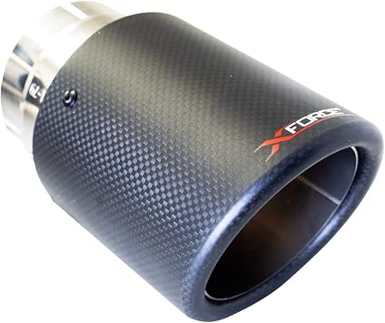XFORCE TC-AW4-76 Universal 4" Carbon Fiber Double Wall Angle Cut Exhaust Tip, 3" Inlet
