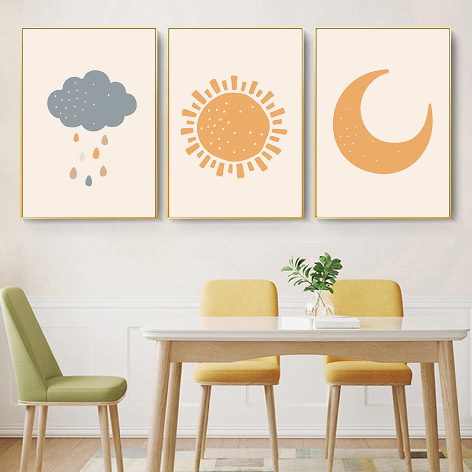 Art mur photos affiches modernes style boho beige triptyque peinture sur toile 50x70cm - 8