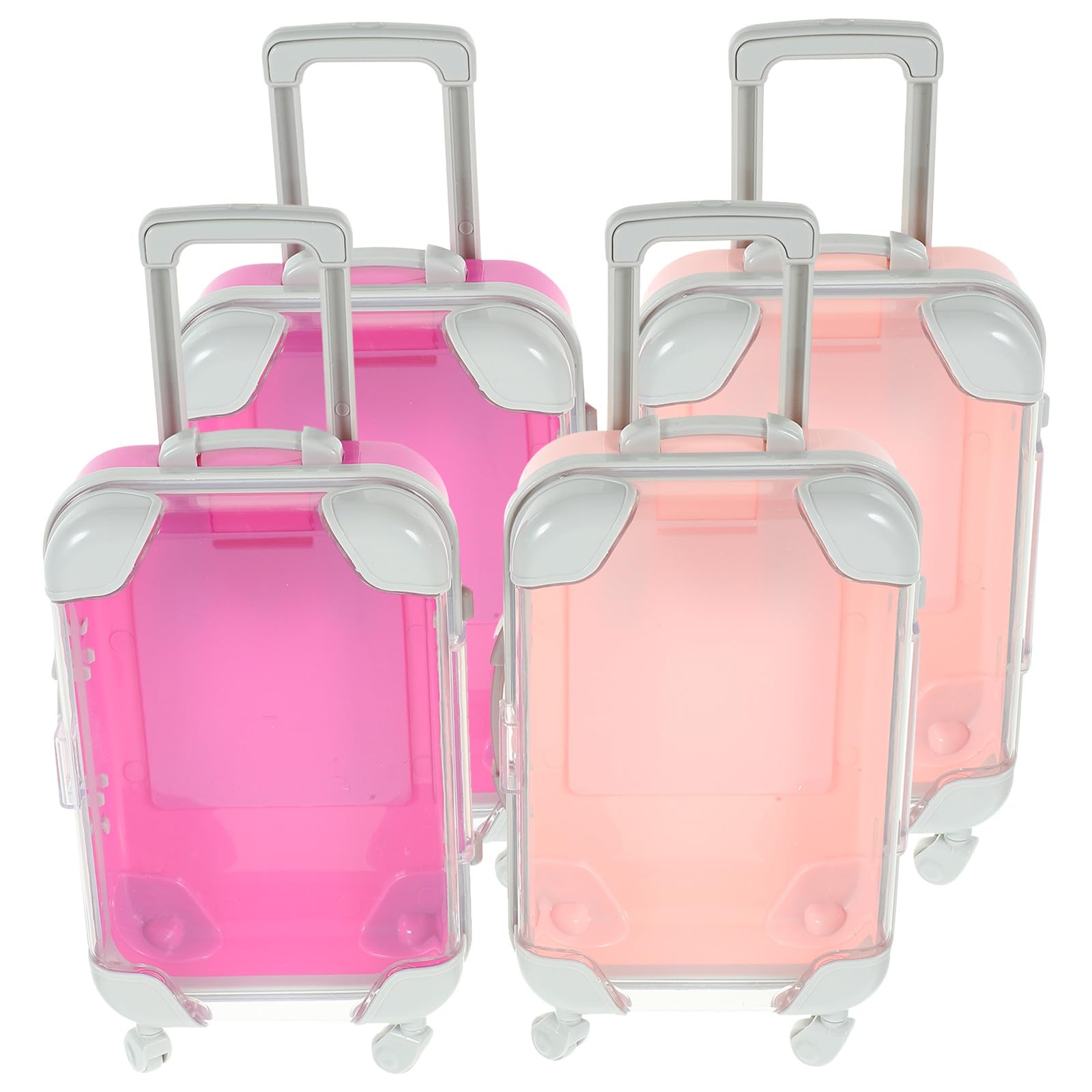 Abaodam Set 4 Pezzi Astuccio Portatrucchi da Viaggio in Plastica Rosa, Compatto e Portatile per Organizzare Strumenti di Bellezza, per Donne Professioniste in Viaggio