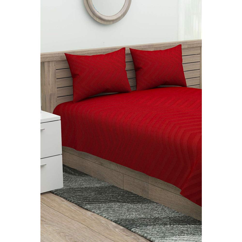 Buy Spread Aztec Stripe Double Bed Cover Set with 2 Pillow Cover (Red
