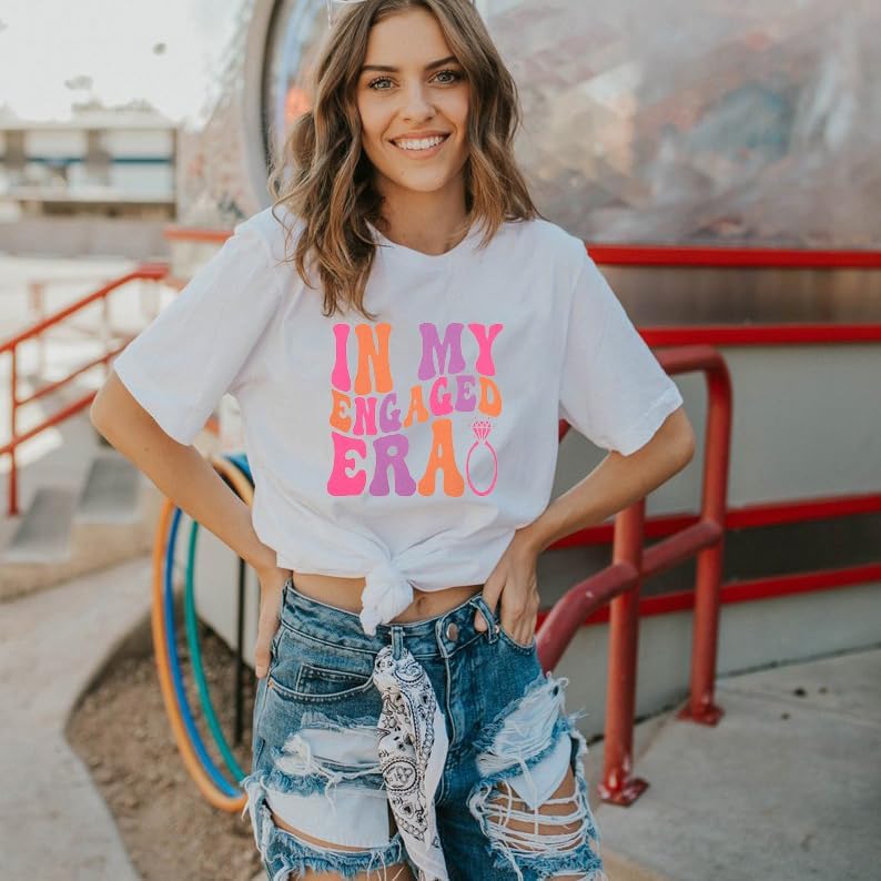Women Bride Shirt in My Engaged Shirts Engagement Tee Fiance Tshirt Groovy Bride Bachelorette Tee Bridal Shower Tops - Image 3