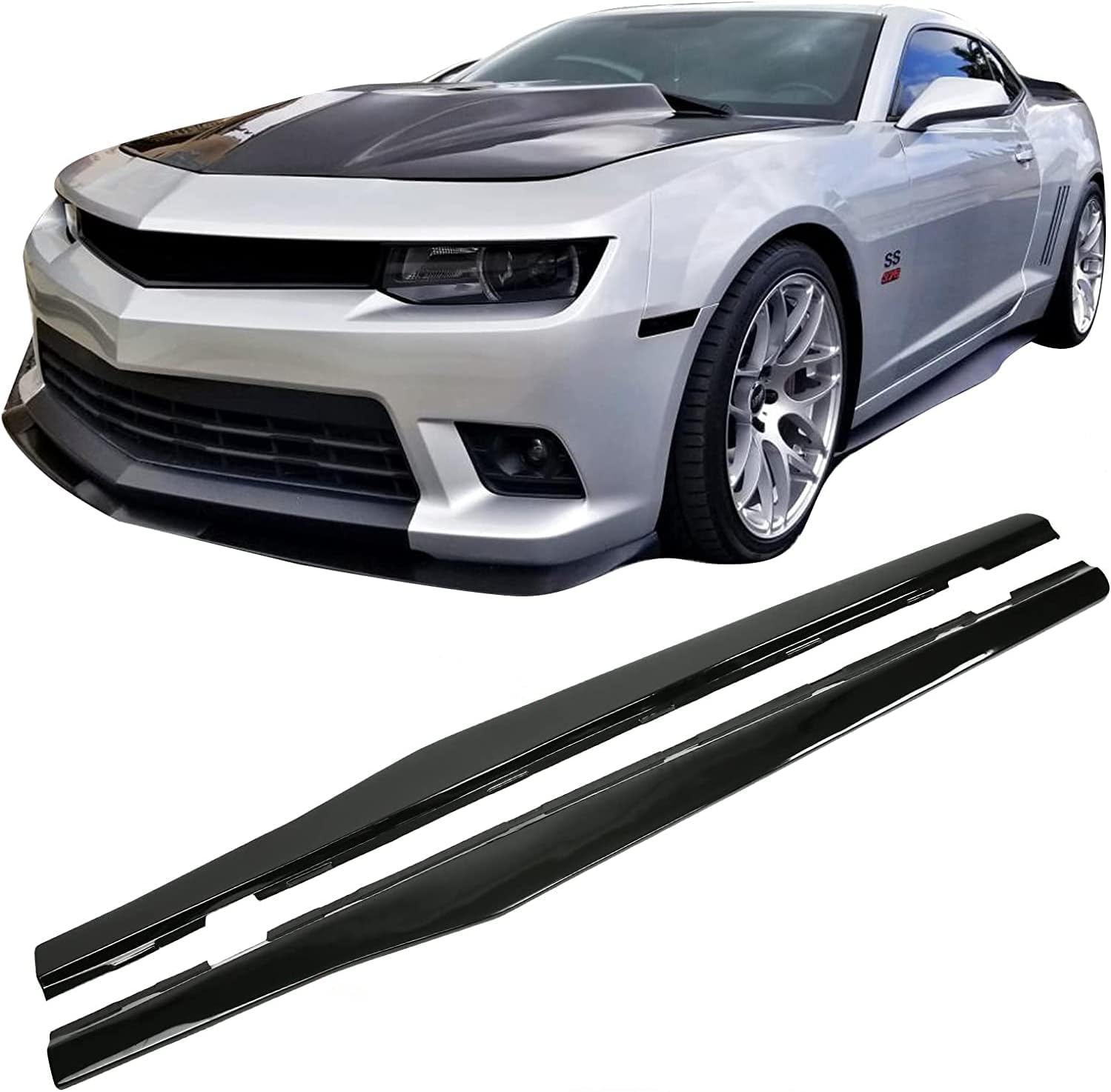 Side Skirts Compatible with 2010-2015 Camaro SS LS LT LT1 Only for 2 Doors Model ZL1 Style Side Skirt Rocker Moulding Air Dam Chin Splitter Chevy Camaro Sideskirts Extension Rocker Panel Gloss Black
