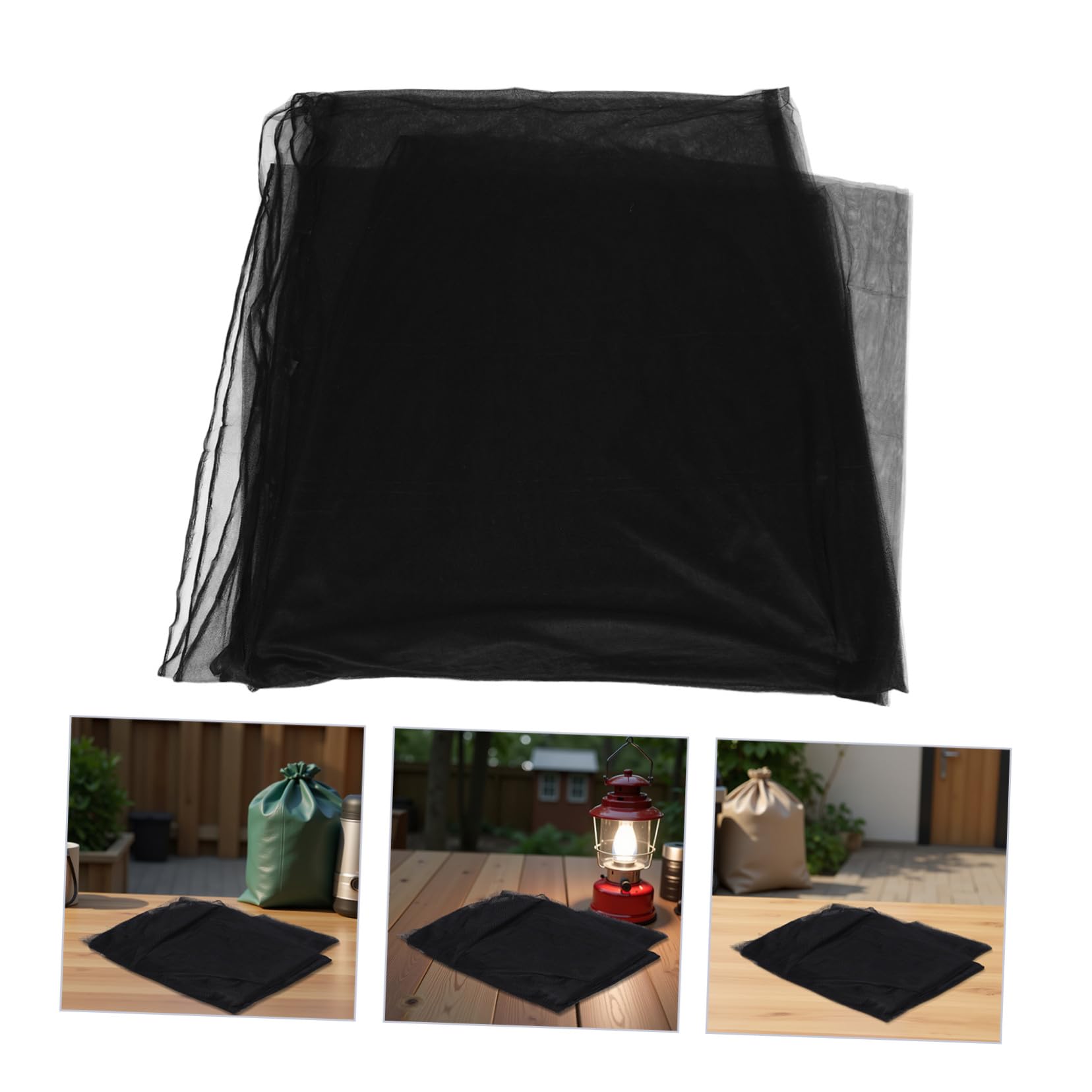 PRETYZOOM 3 Pezzi zanzariera da esterno reti da campeggio all'aperto Schermata a maglie zanzare per patio rete da rete da patio mesh zanzare poliestere Nero