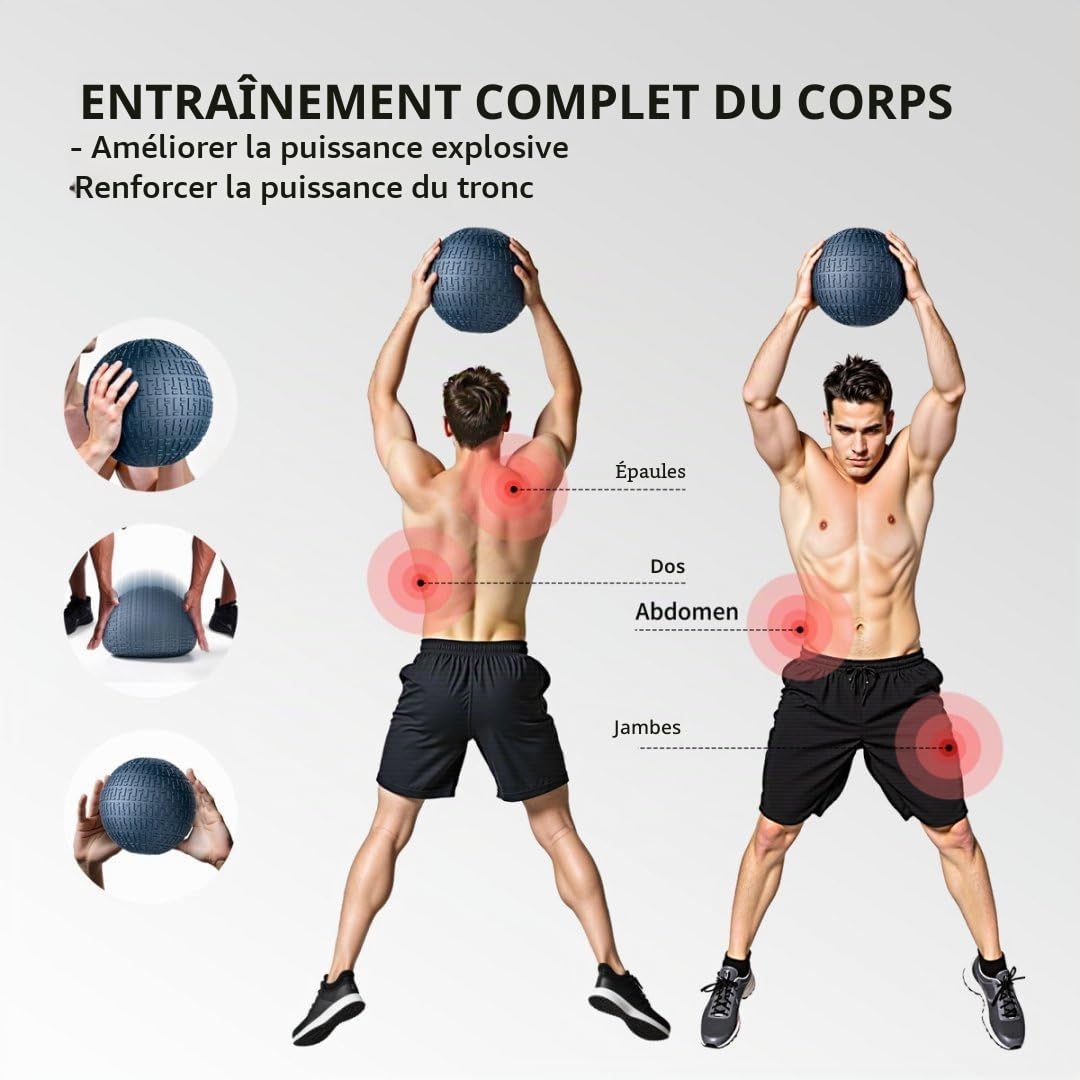 PROIRON Medecine Ball 3/5/8/10kg, Rempli de Sable sans Rebond, Wall Ball pour L'entraînement Explosif, Noyau et Physique