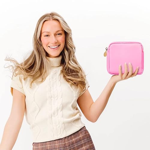 Miniatura 5 de SOIDRAM Pequeña bolsa de maquillaje bolsa de viaje, bolsa de aseo rosa claro, organizador de maquillaje, bolsa de nailon, bolsa de preparación