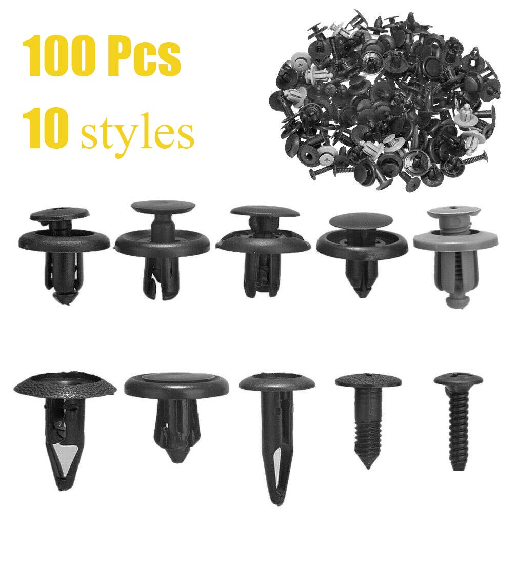 Tata.Meila 100Pcs Universal Car Body Clips Door Trim Bumper Fastener Rivet Clips 6mm 7mm 8mm 9mm Holes for Honda Toyota Chrysler Ford GM