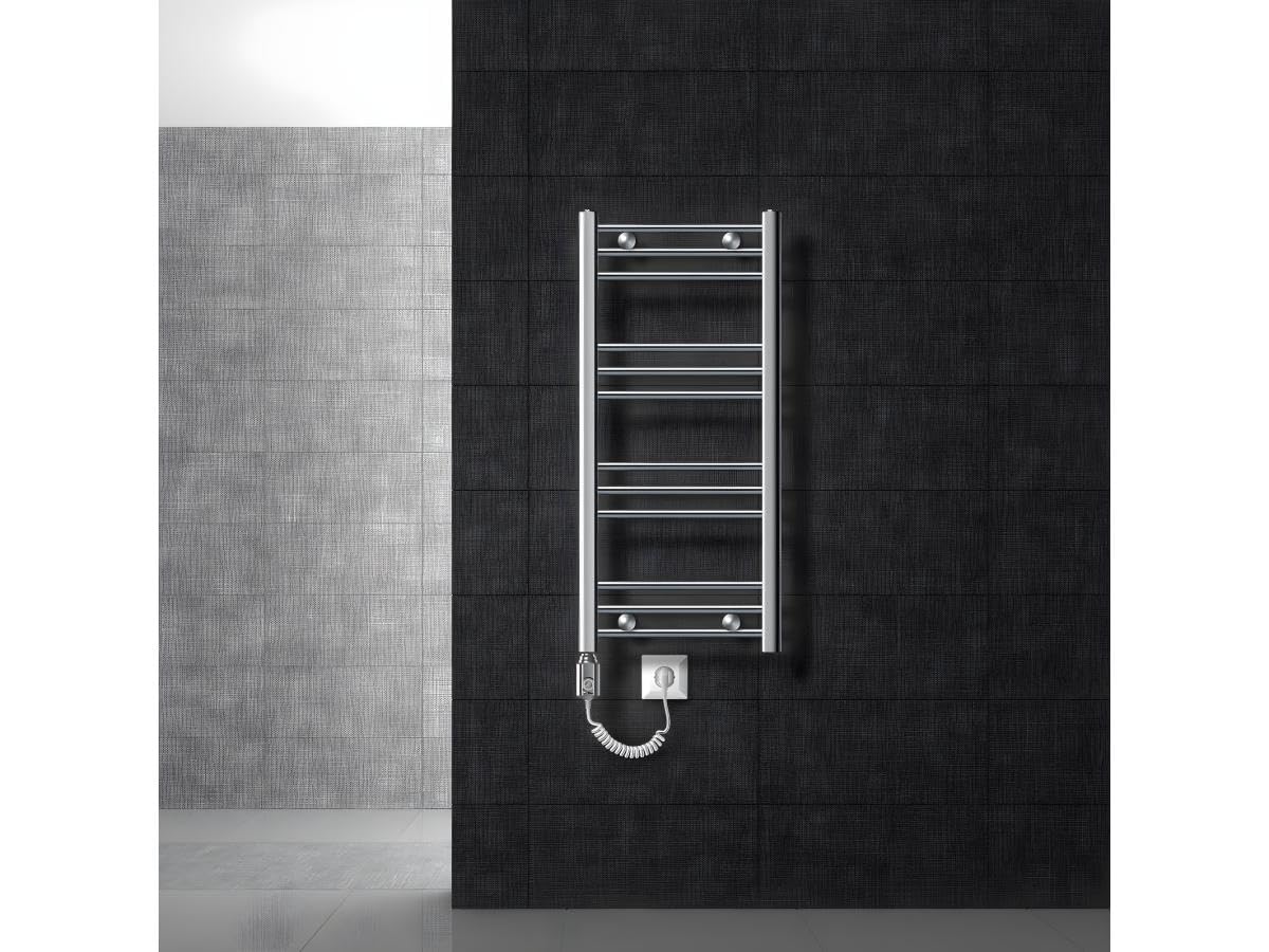 ECD Germany Radiador toallero eléctrico - 400 x 800 mm - Cromo - Plano - con conexión Lateral - radiador toallero Secador de Toallas 300W
